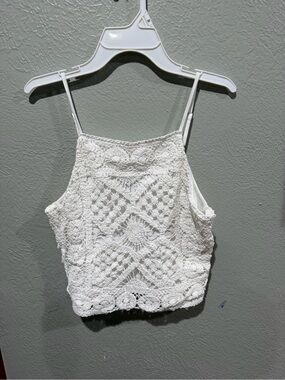 love on a hanger White Crochet Crop Camisole